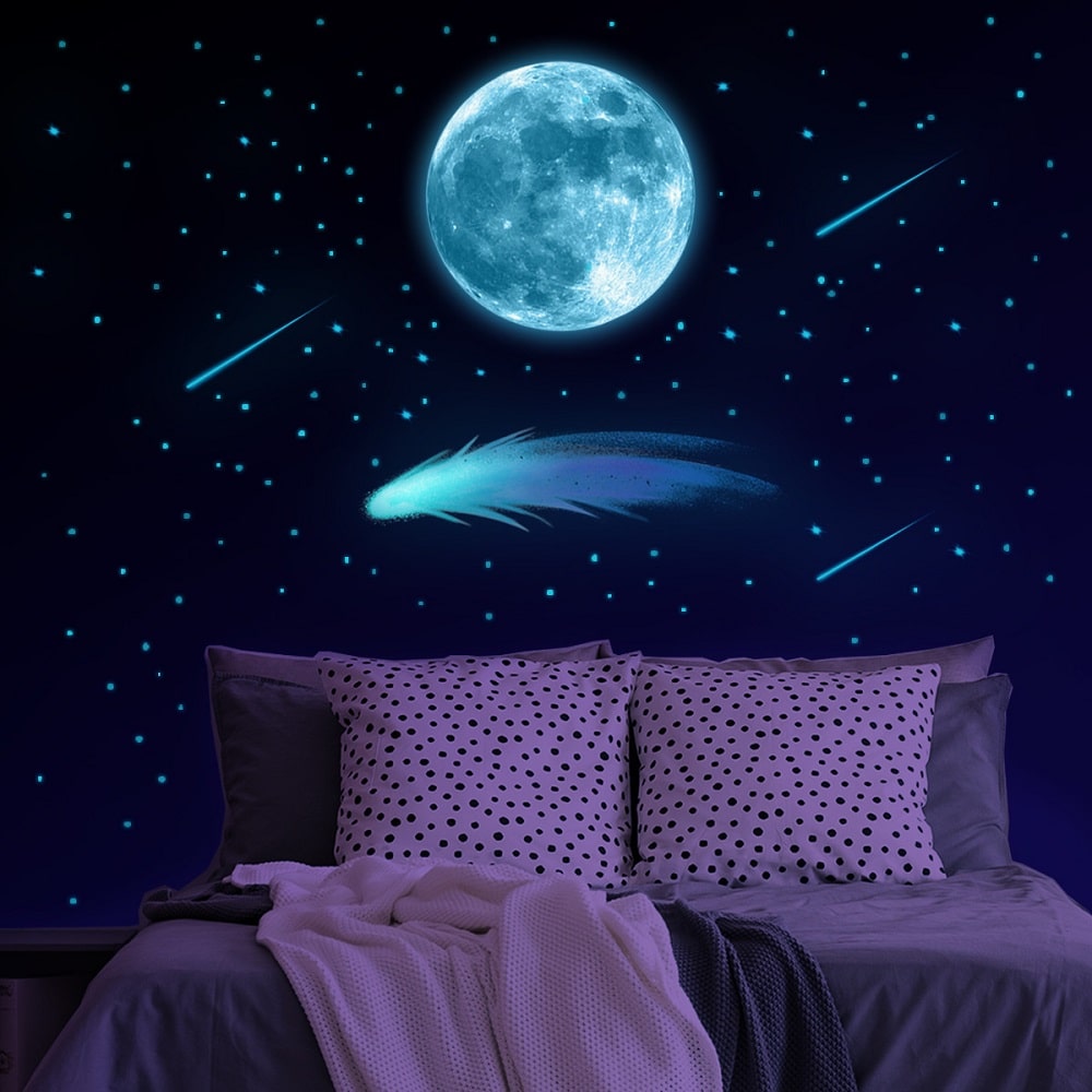 Autocollants muraux lumineux de lune et de lumière bleue – Image 2