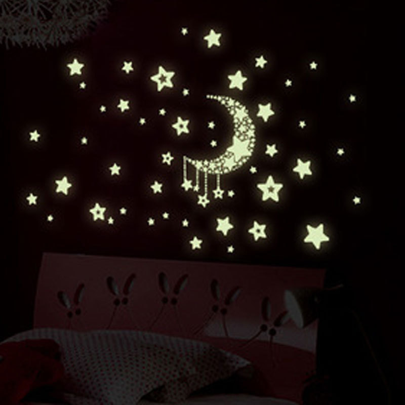 Autocollants muraux lumineux lunes et étoiles